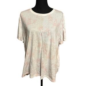 Eddie Bauer Pink and White Bleach Effect Slouchy T-Shirt Women's Plus 2XL